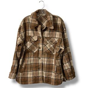 Altar’d State Plaid Shacket Oversized Layer Cozy Button Jacket Women’s Medium